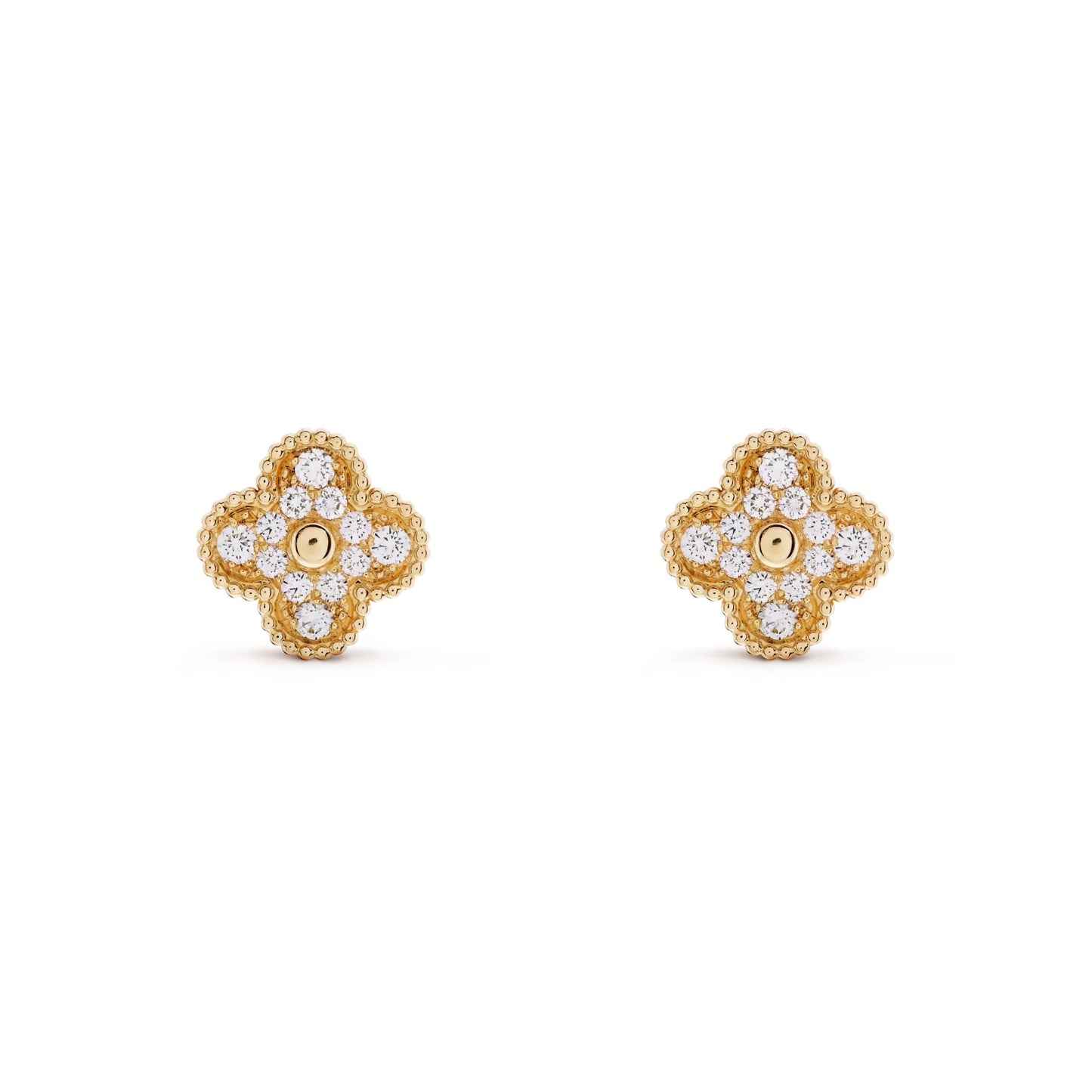RayRay Full Stone Clover Earrings - Gold