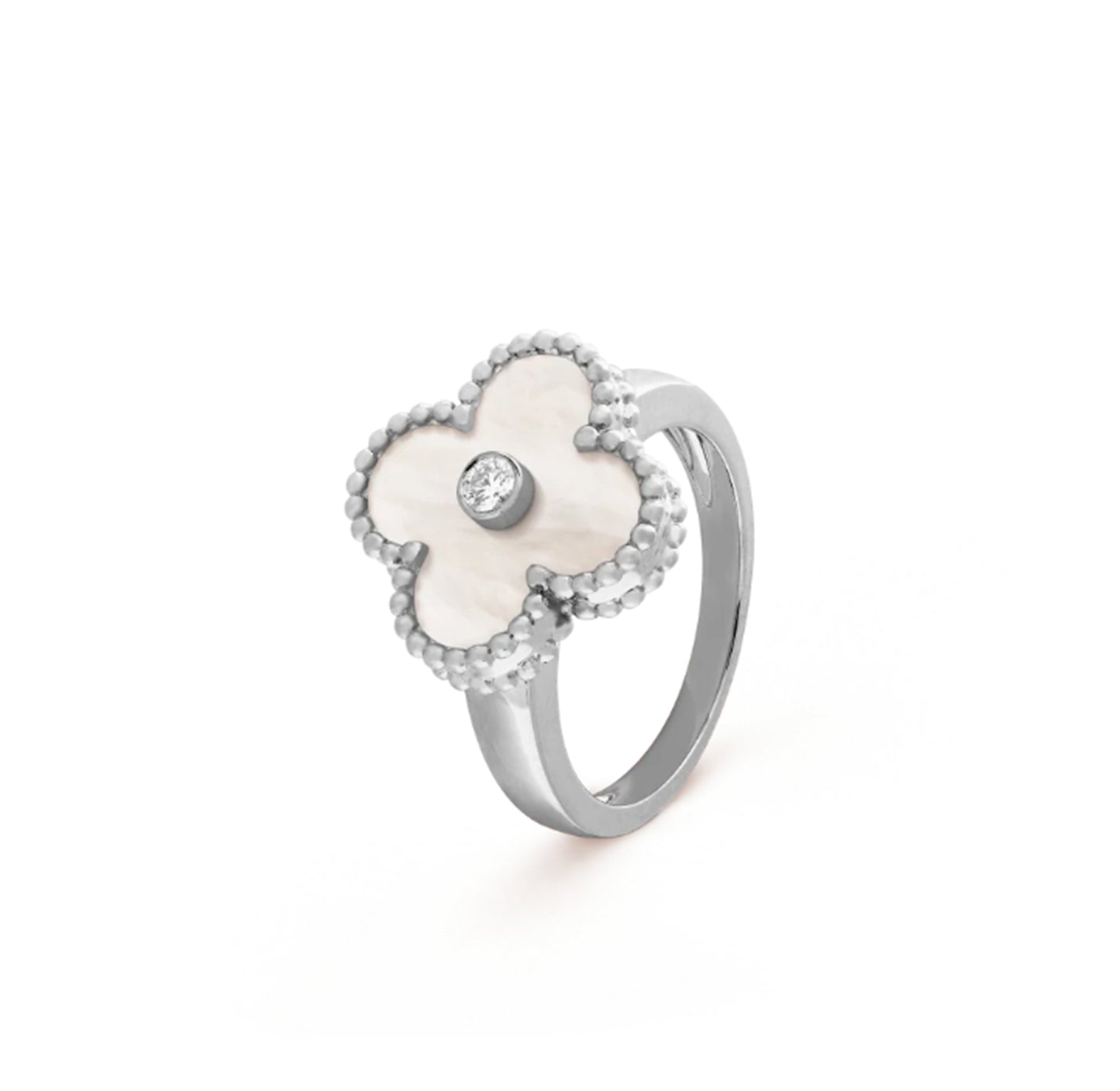 RayRay One Stone Clover Ring - Sliver
