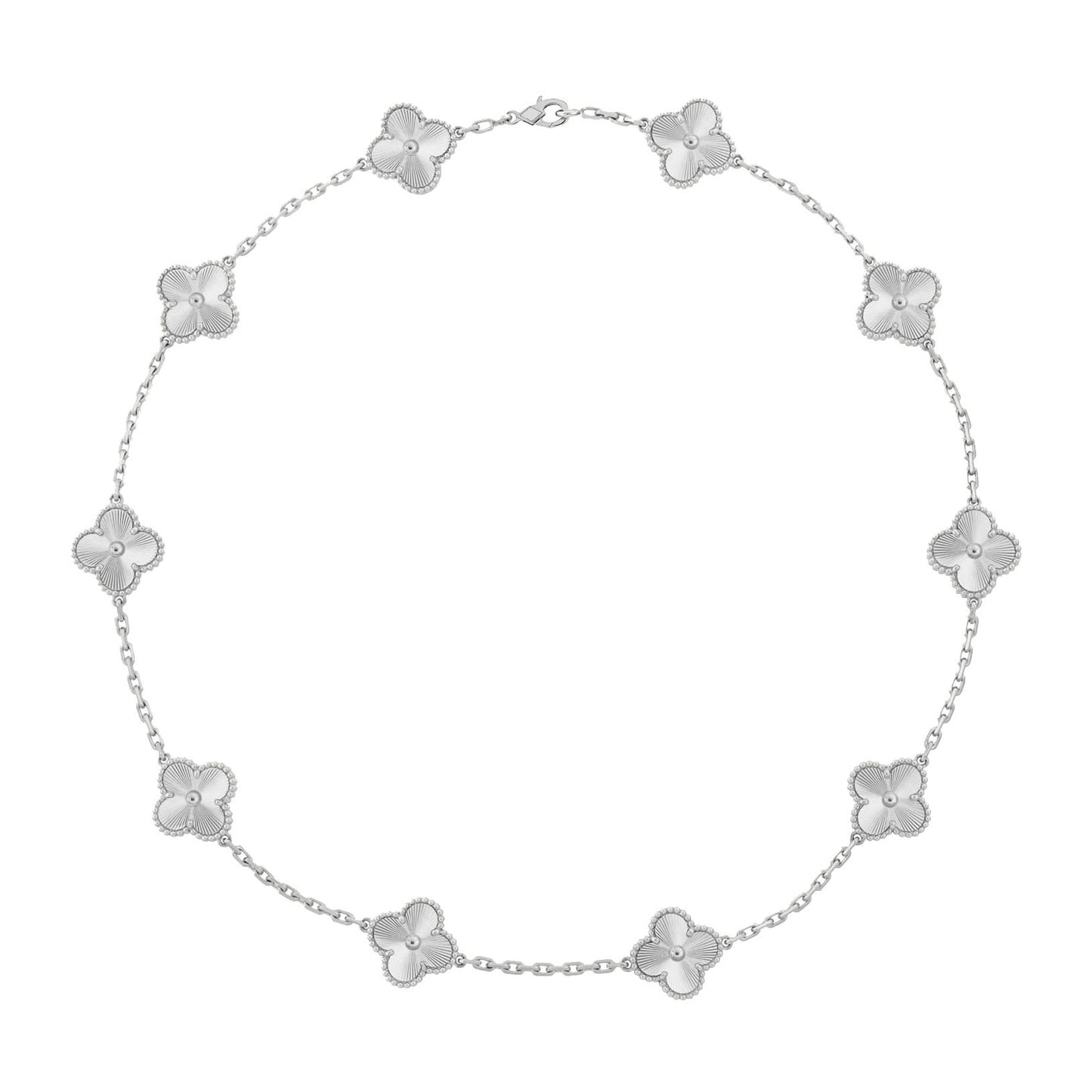 RayRay Multi Clover Necklace - Sliver Guilloché