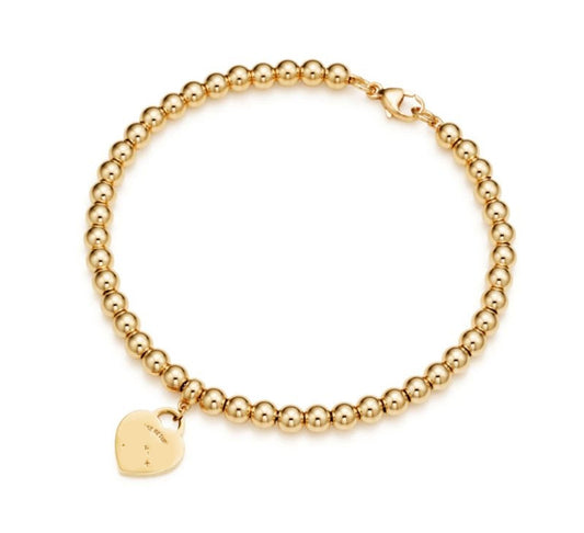 RayRay Heart-shaped pendant beaded bracelet - Gold