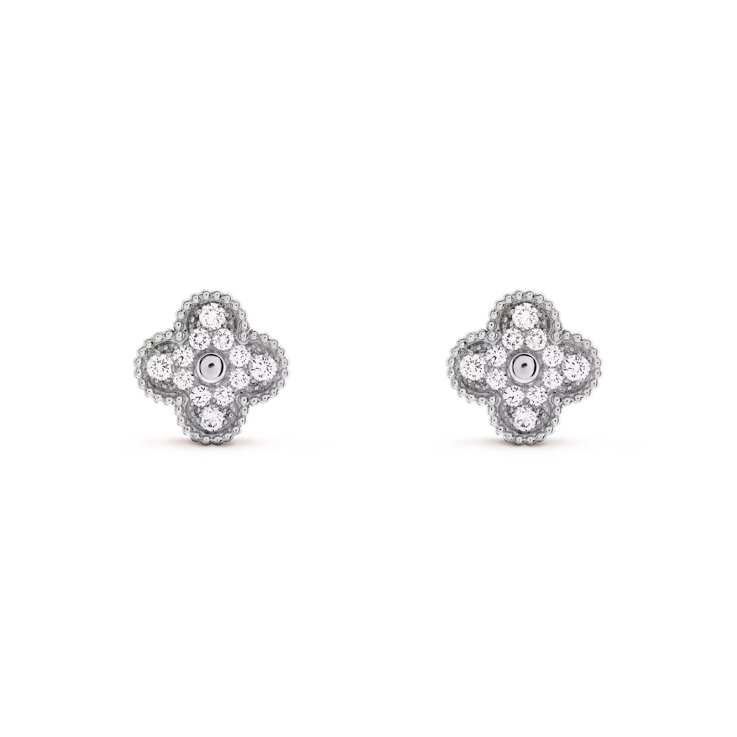 RayRay Full Stone Clover Earrings - Sliver