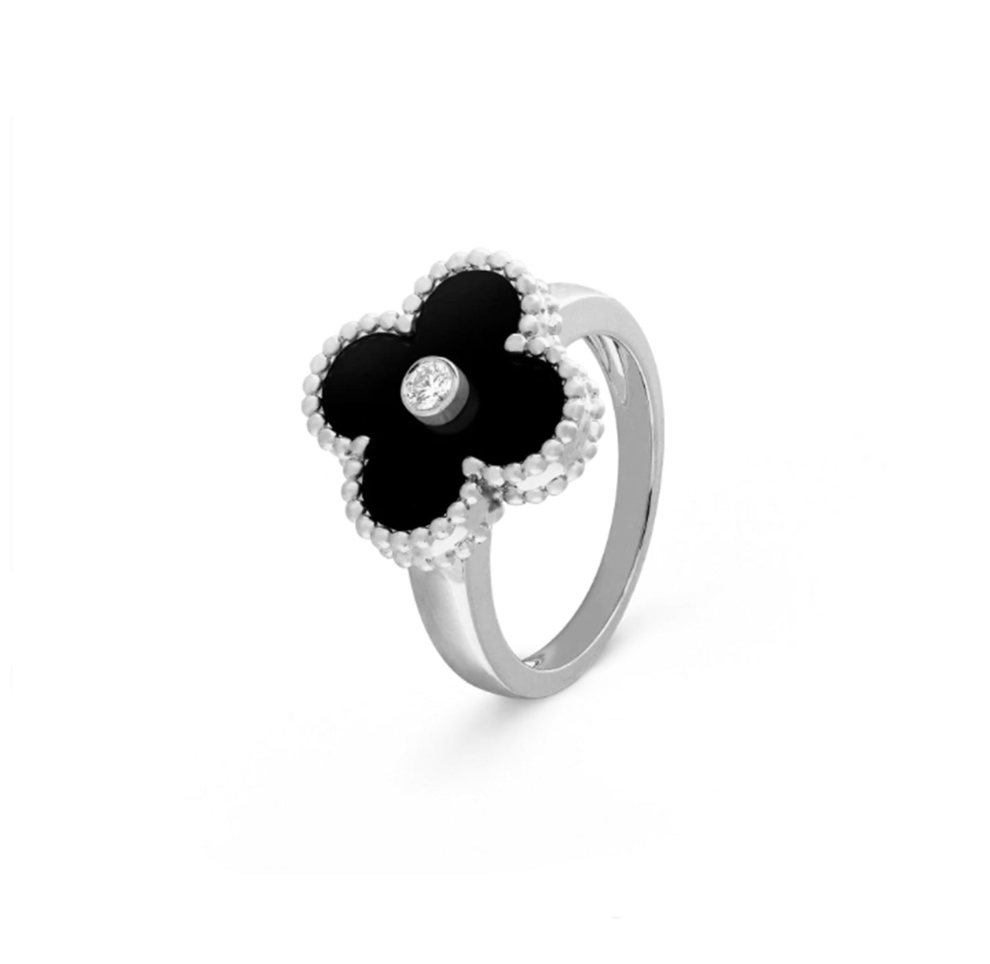 RayRay One Stone Clover Ring - Sliver