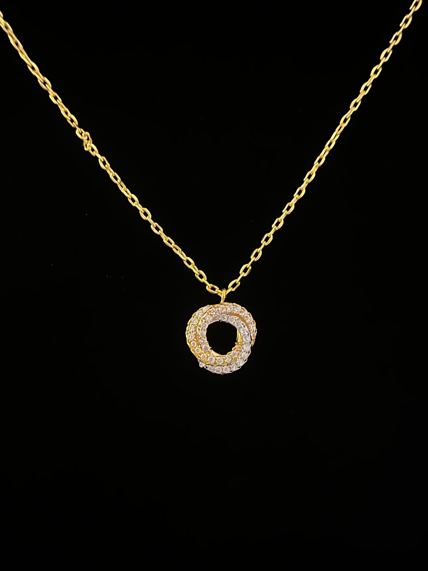 RayRay Full Stone Tricolor Ring Necklace