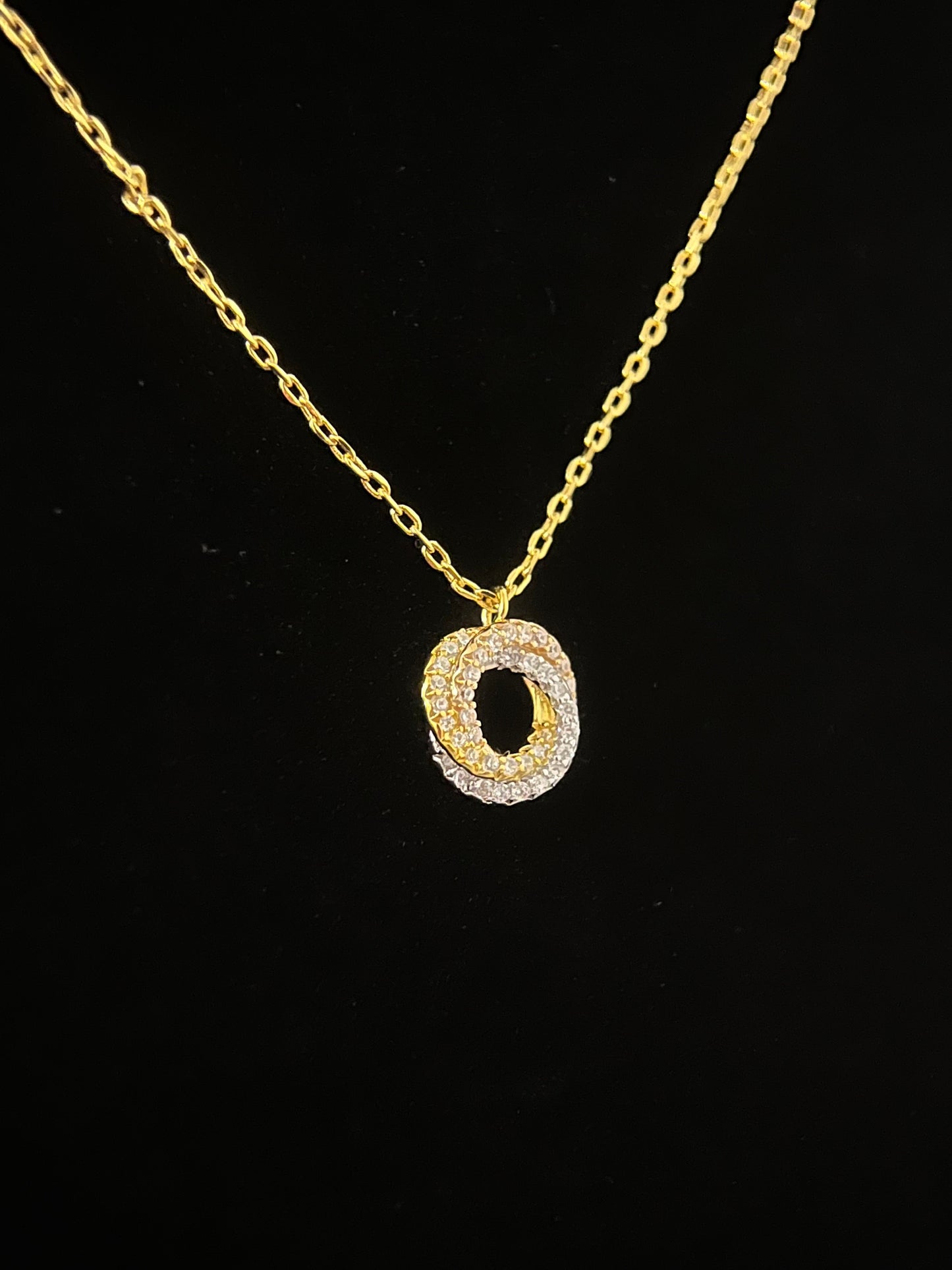 RayRay Full Stone Tricolor Ring Necklace