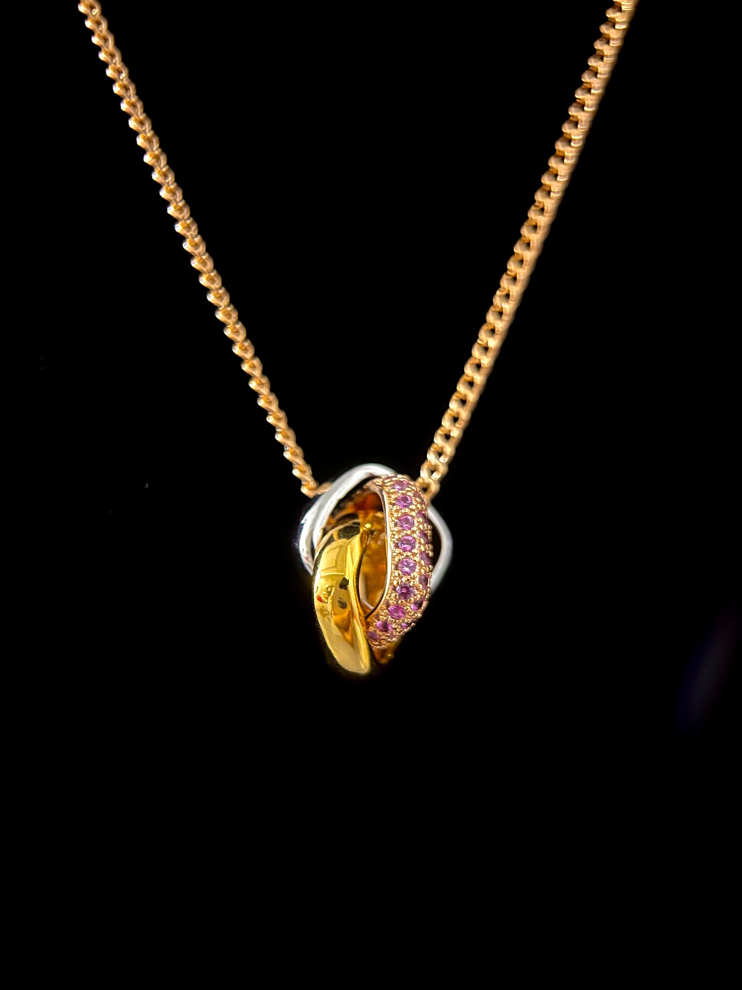 RayRay Tricolor Ring Necklace - Artificial Gemstone
